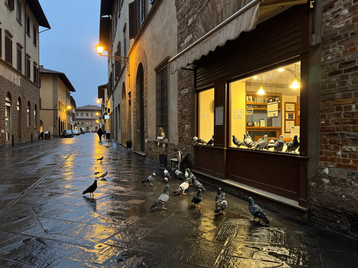 Pigeons Sheltering in Florence in in Florence, Italy