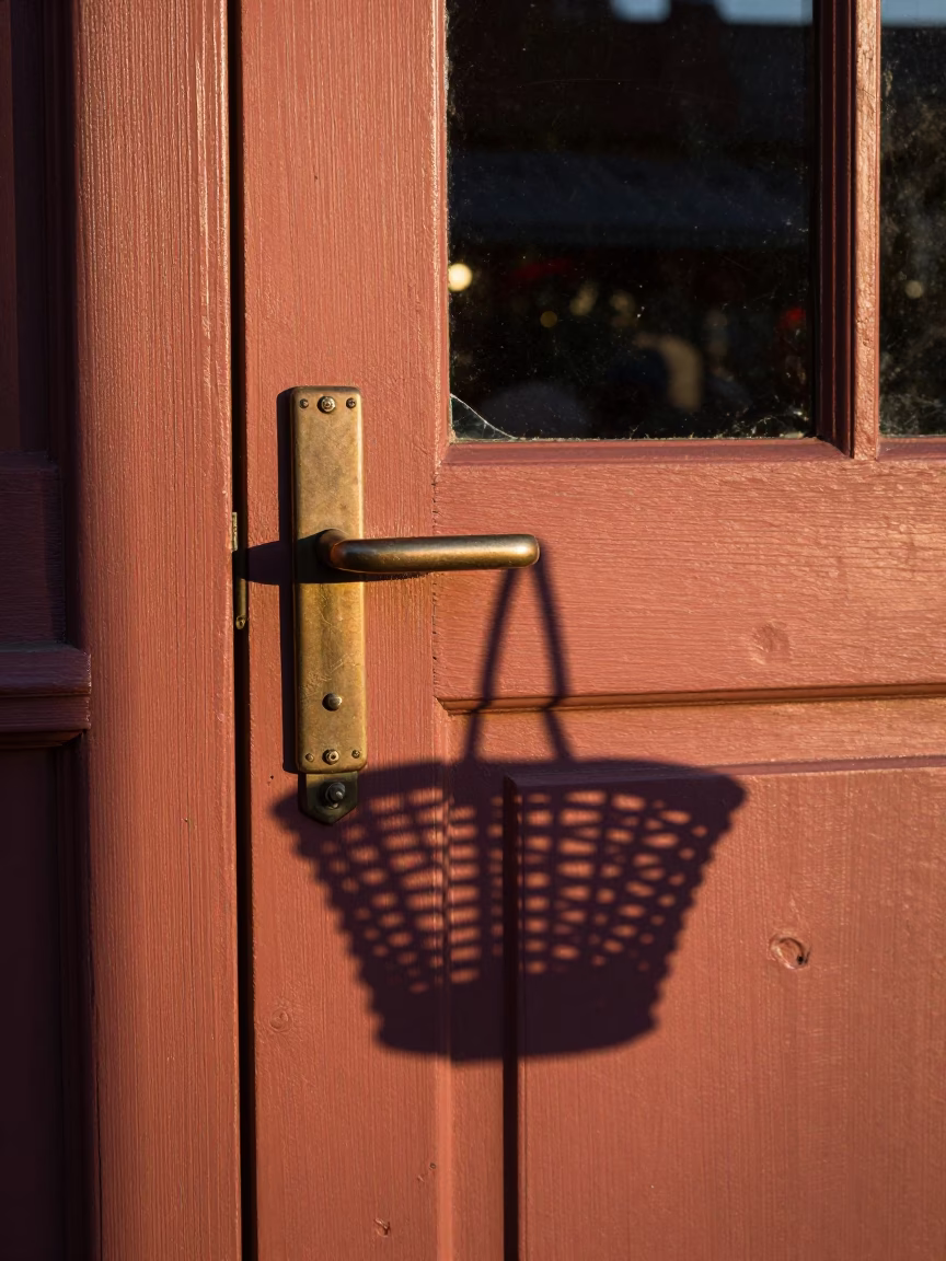 Pike Place Market Gate Handle And Wicker Shadow in Seattle in in Seattle, Washington, United States