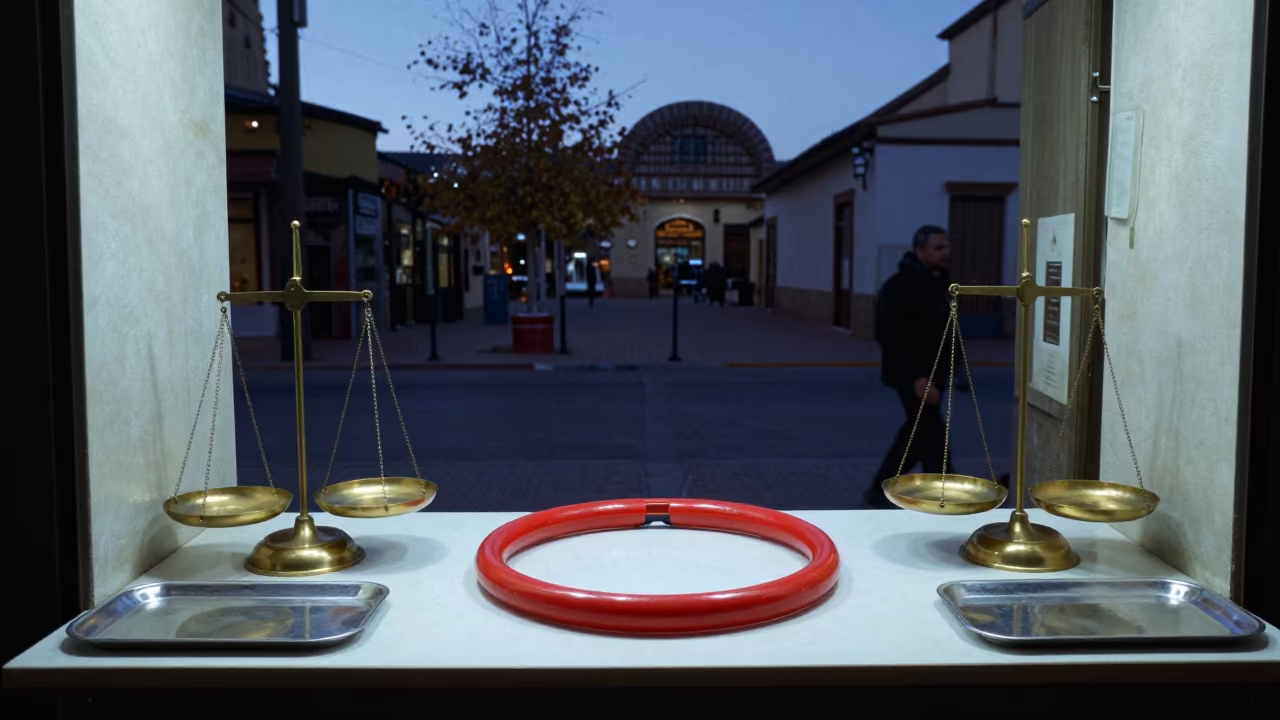 Pilates Ring in Jeweler's Stall Evening in inside a jeweler's stall with brass scales and trays in Cordoba