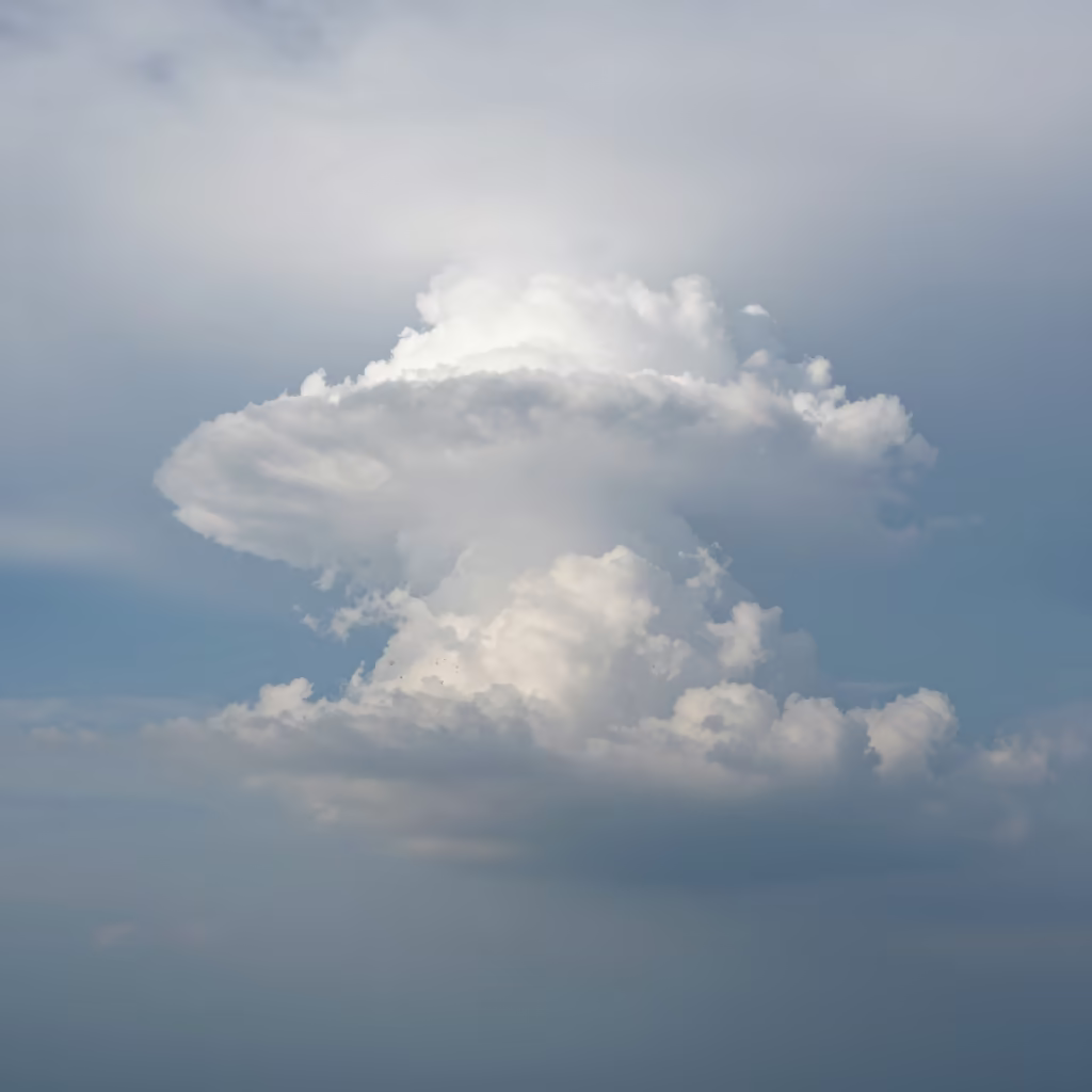 Pileus Cap Cloud Over Greek Thunderheads in over a horizon of stacked thunderheads in Greece