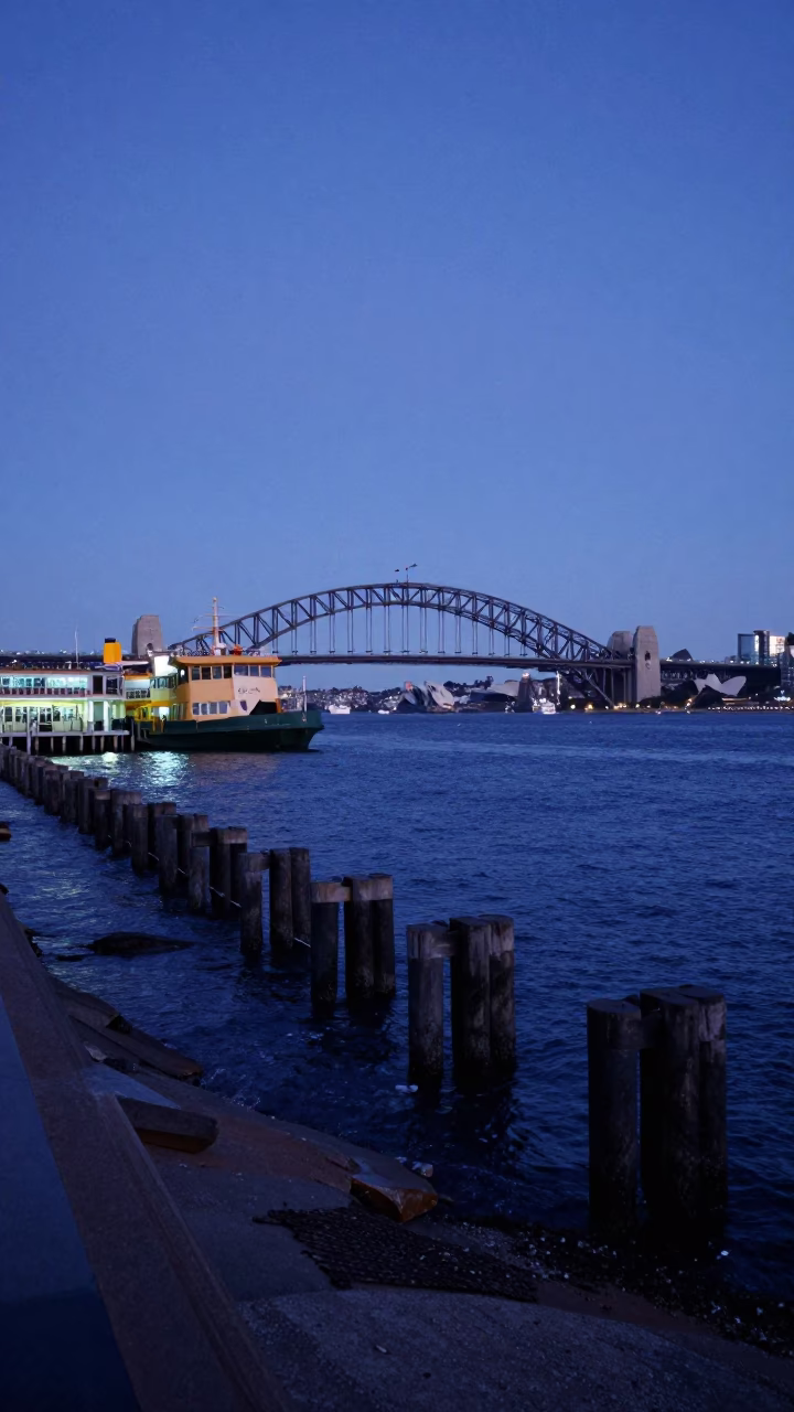 Piling System at The Still Hours Before Dawn Light in Sydney in in Sydney, New South Wales, Australia