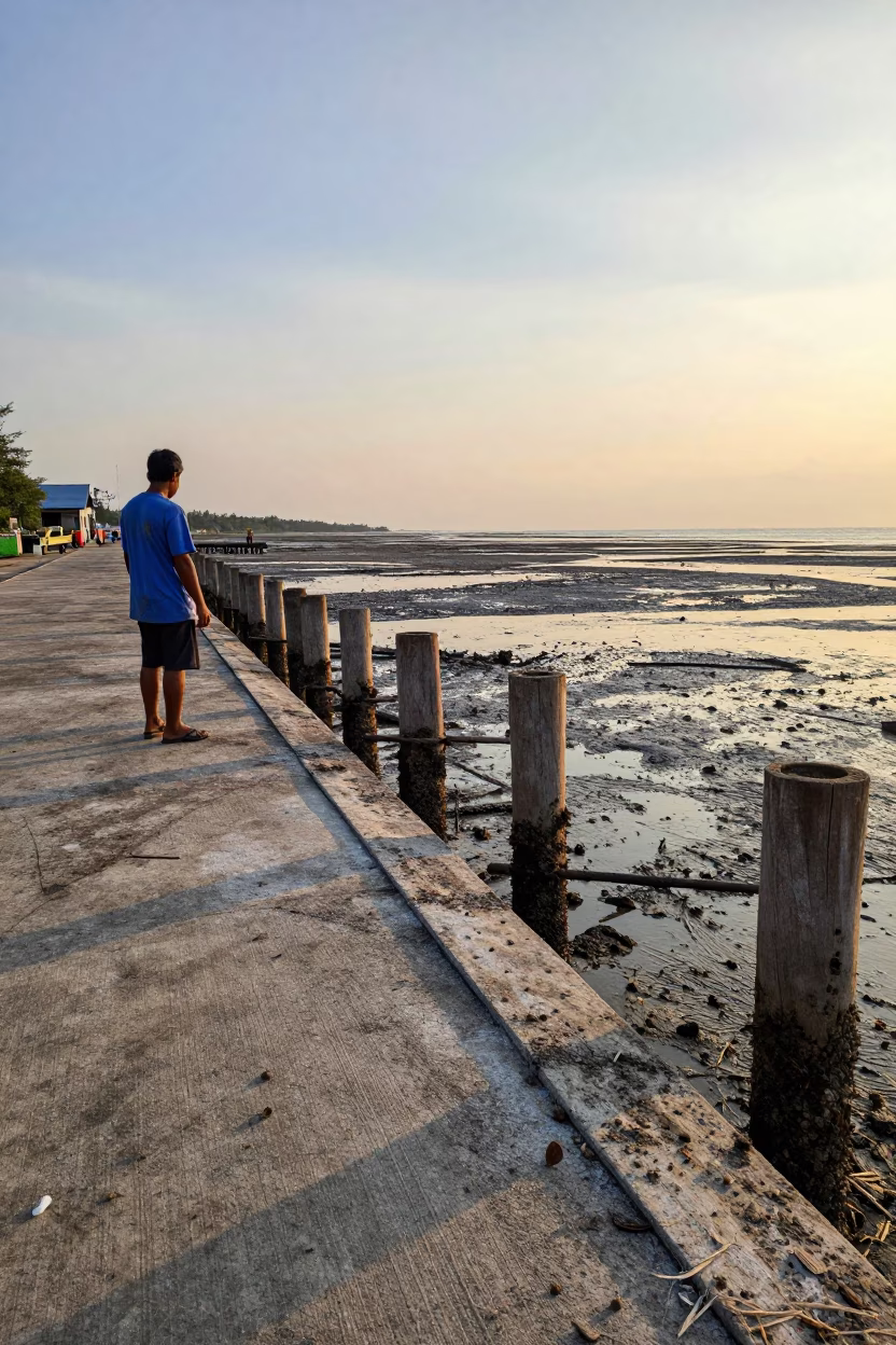 Piling System in Phuket at Golden Hour in in Phuket, Thailand