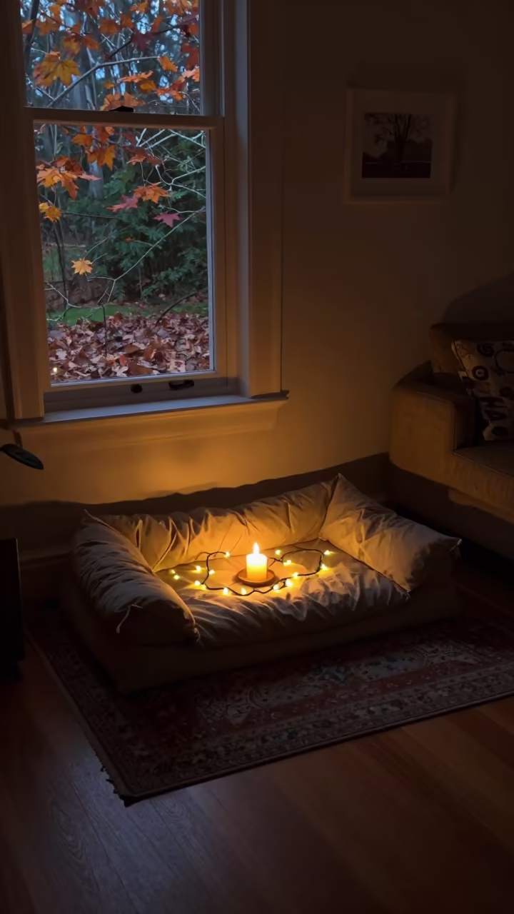 Pillow Fort with Fairy Lights in Perth Living Room in in a sunlit living room in Perth