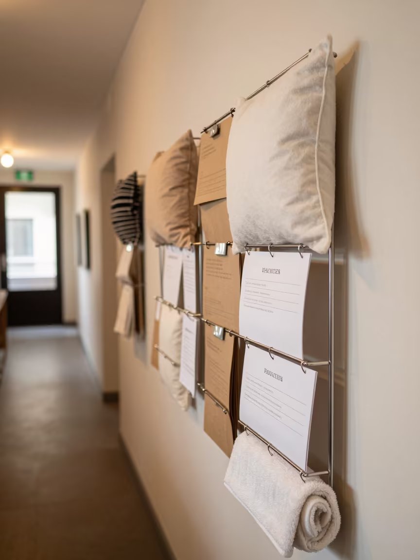 Pillow Menu Rail Hotel Breakfast Room in inside a breakfast room before opening in Bytom