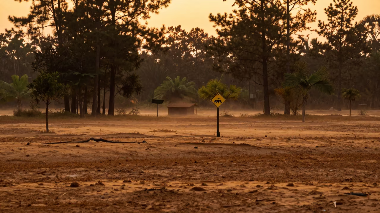 Pine Barrens Sunset with Fog Near Phnom Penh in near Phnom Penh