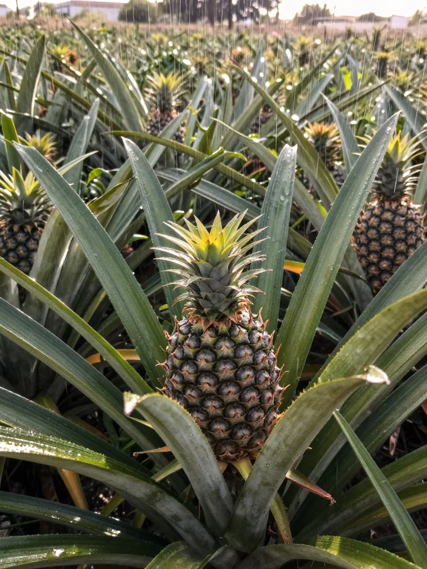 Pineapple Field Under Rain in Jaén Autumn in near Jaén