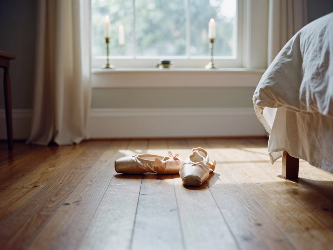 Pink Ballet Slippers in Midmorning Port Elizabeth Bedroom in in a candlelit bedroom in Port Elizabeth