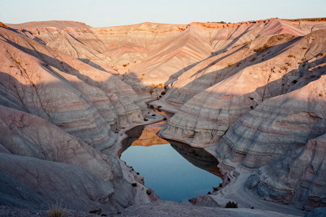 Pink Grey Badlands Canyon Peru Evening Light in in Peru
