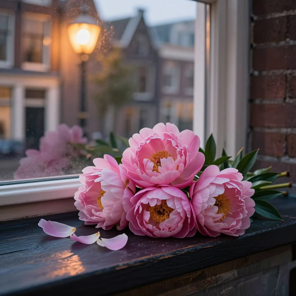 Pink Peonies in Amsterdam in in Amsterdam, Netherlands