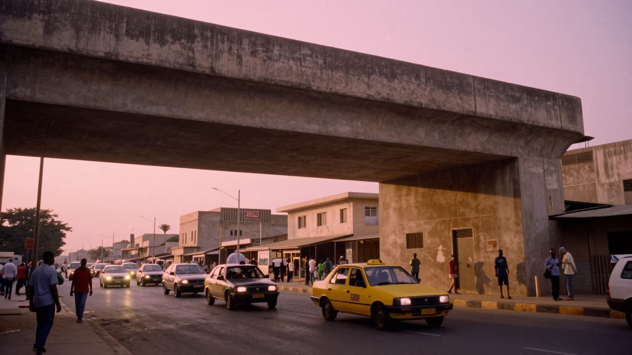 Pink Sky at Honeyed Evening Light in Dakar in in Dakar, Senegal
