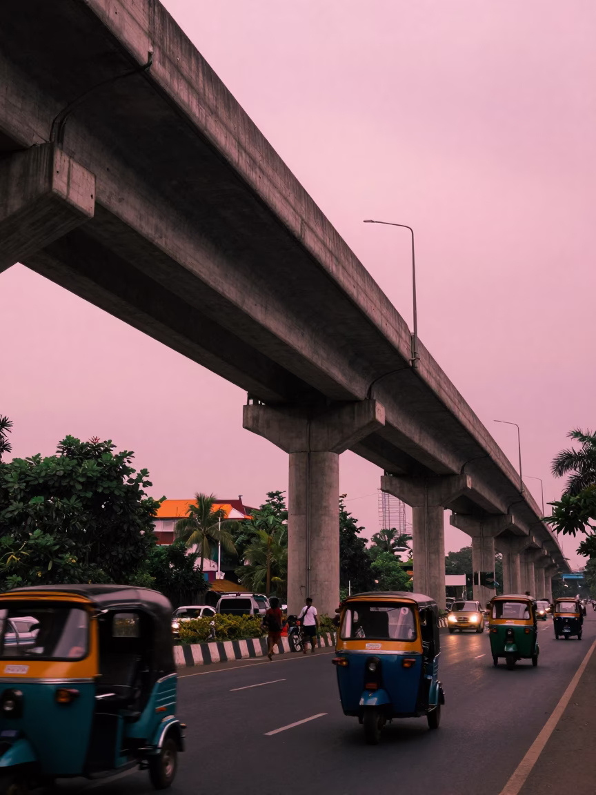 Pink Sky in Kochi at The Early Evening Light in in Kochi, India