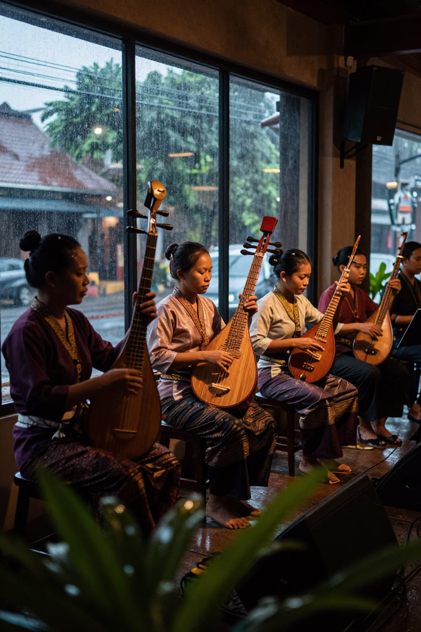 Pinpeat Ensemble at Siem Reap Jazz Club Morning in at a jazz club in Siem Reap