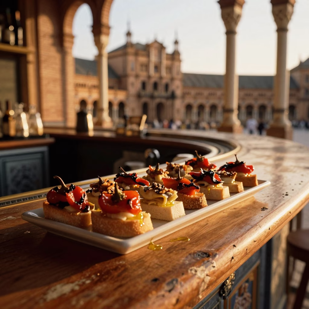 Pintxos in Seville at Golden Hour in in Seville, Spain