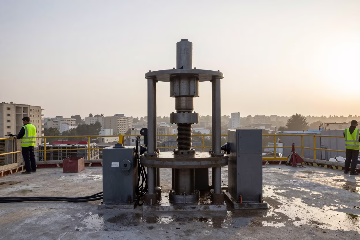 Pipe Threader Station After Storm Near Aleppo in on an active construction deck near Aleppo