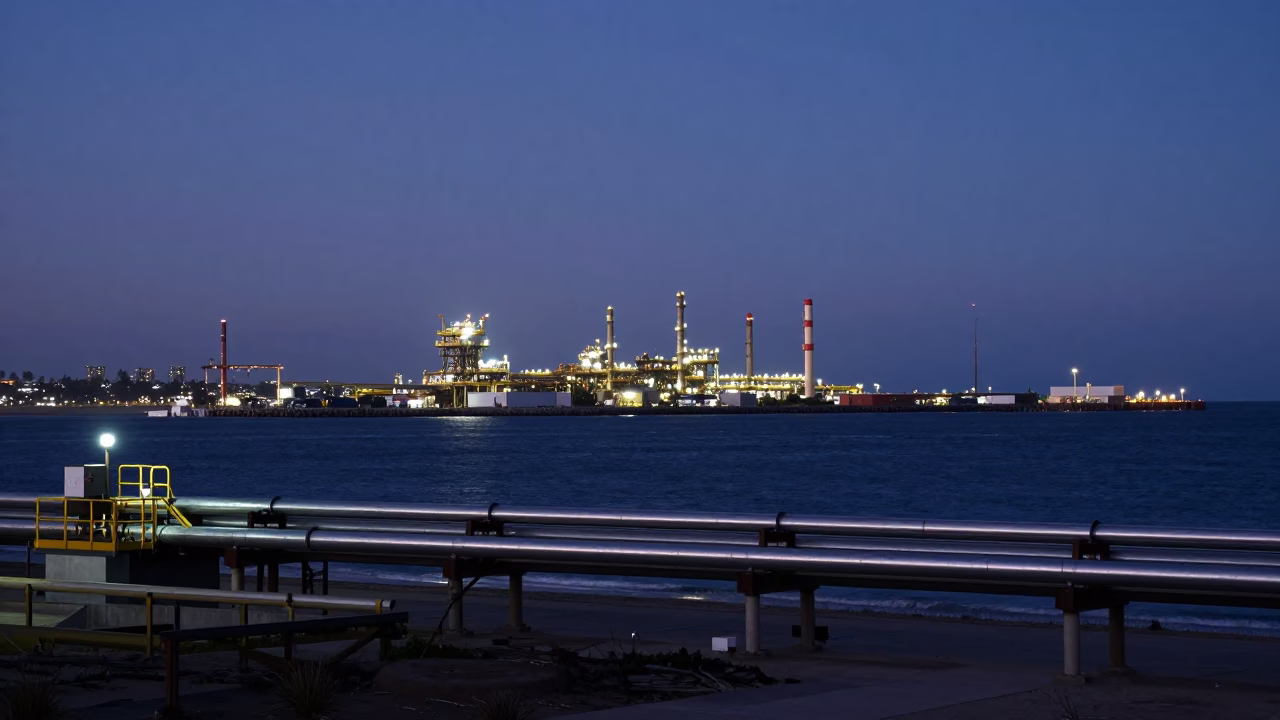 Pipeline Infrastructure in San Diego at The Still Hours Before Dawn Light in in San Diego, California, United States