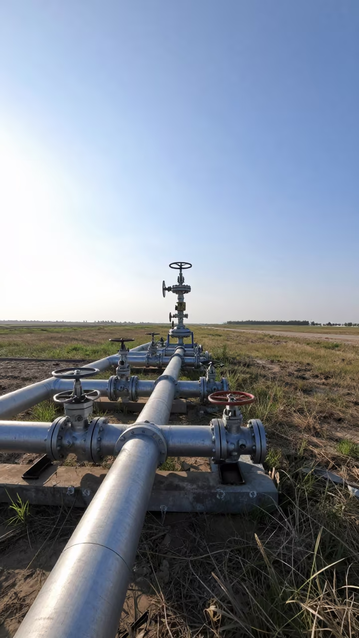 Pipeline Valve Station Beside Storm Surge Barrier in beside a storm surge barrier in Azerbaijan