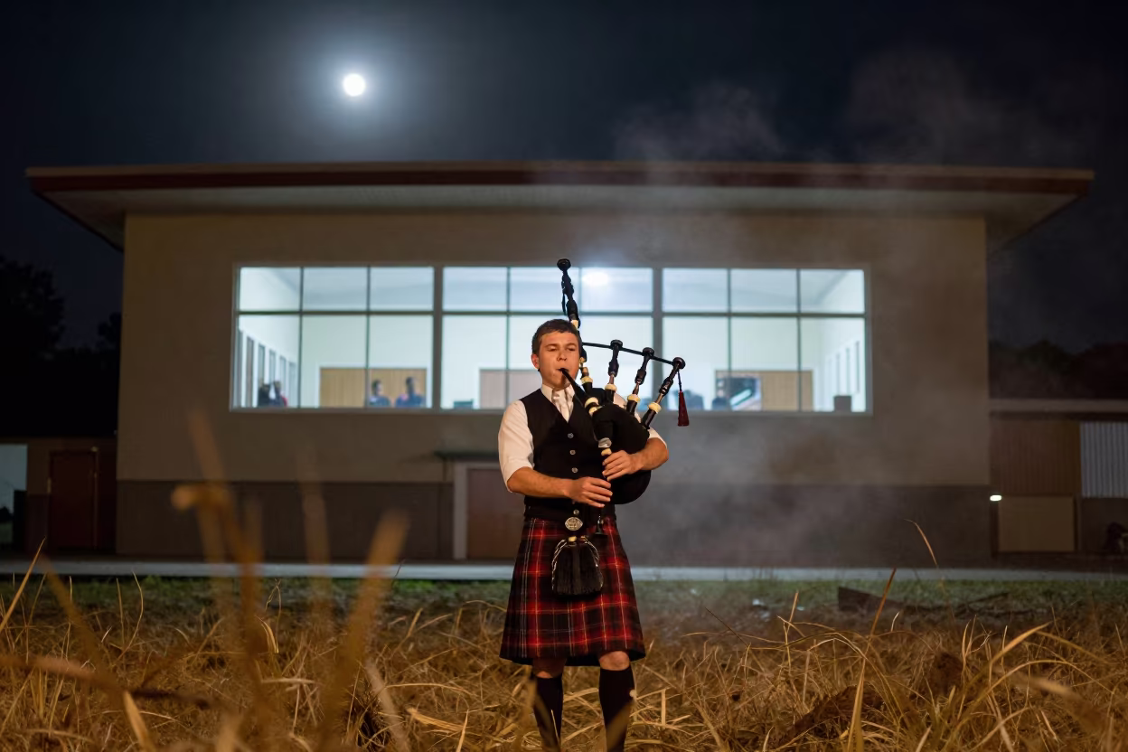 Piper in Sokodé Hall with Indoor Window View in in a concert hall in Sokodé