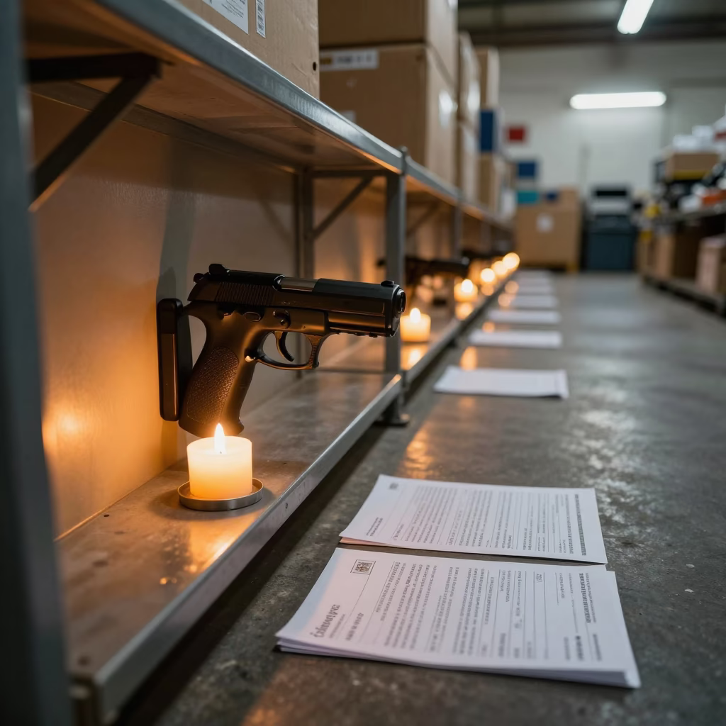 Pistol Grip Scanner Holster on Packing Station in at a fulfillment packing station near Bahawalnagar