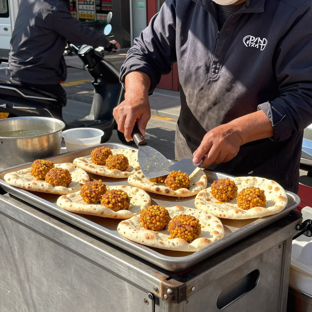 Pita Bread in Seoul at Bright Midmorning Light in in Seoul, South Korea