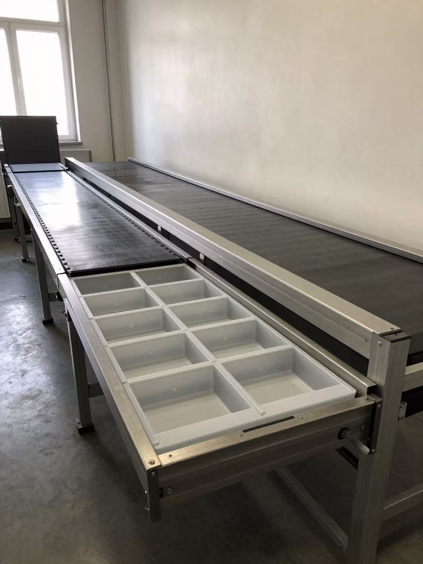 Placard Sleeve Binder at Bucharest Sorting Belt in at a parcel sorting belt in Bucharest