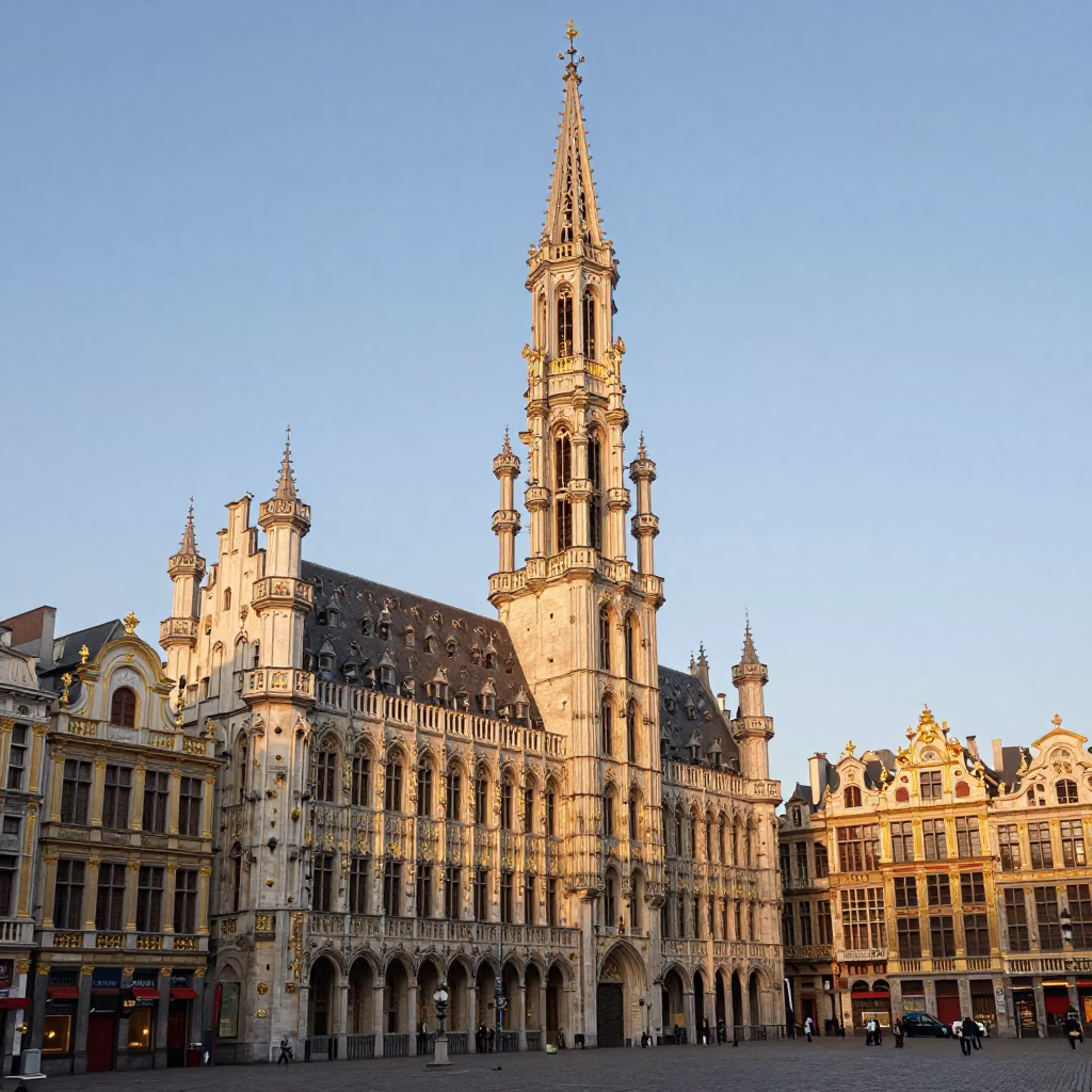 Place Square in Brussels at As First Light Reaches The Scene in in Brussels, Belgium