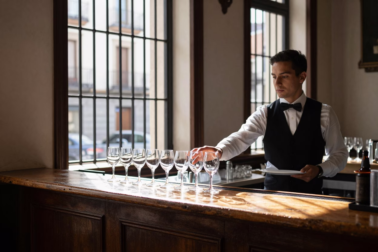 Placing Glasses in Madrid in in Madrid, Spain