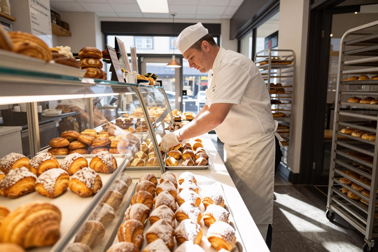 Placing Pastries in Montreal in in Montreal, Quebec, Canada