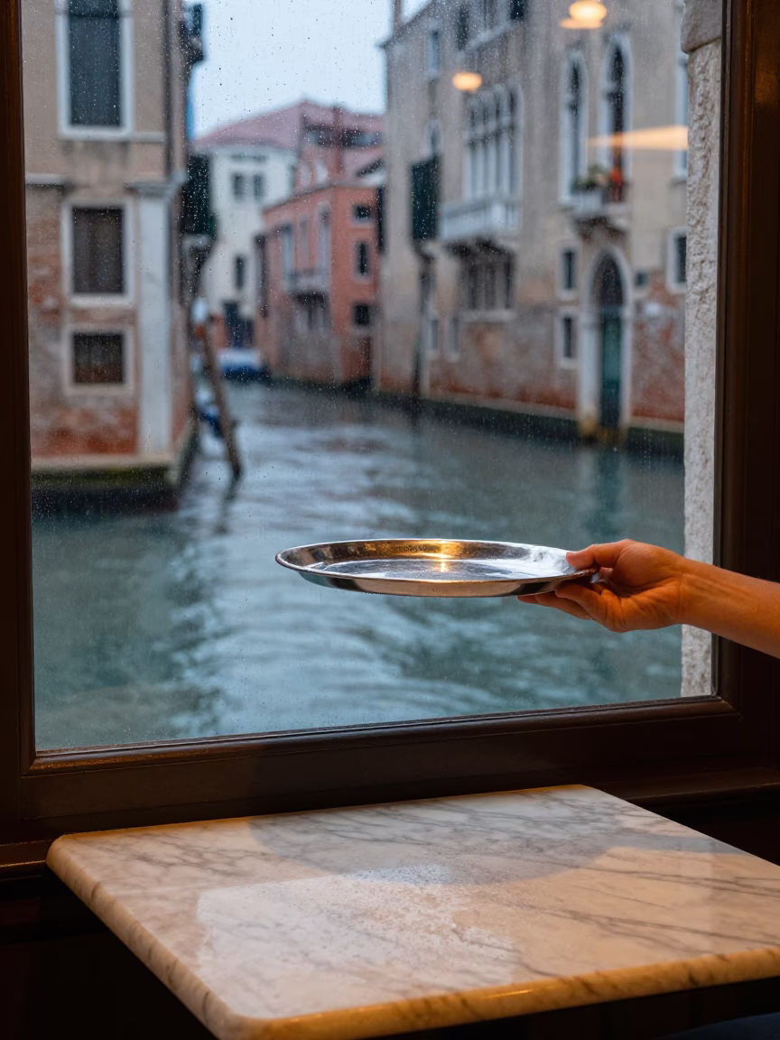 Placing Platter in Venice in in Venice, Italy