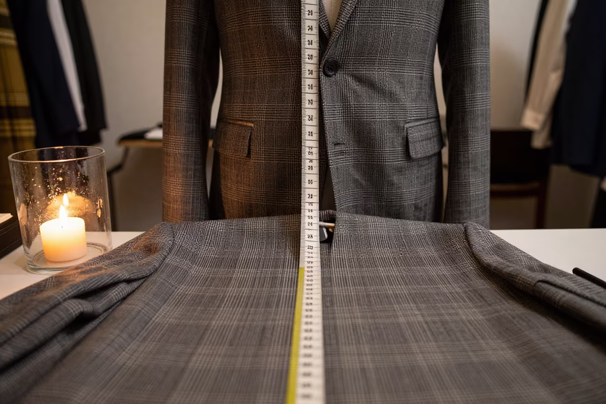 Plaid Suit Tape Under Rehearsal Lights Plovdiv in under runway rehearsal lights near Plovdiv