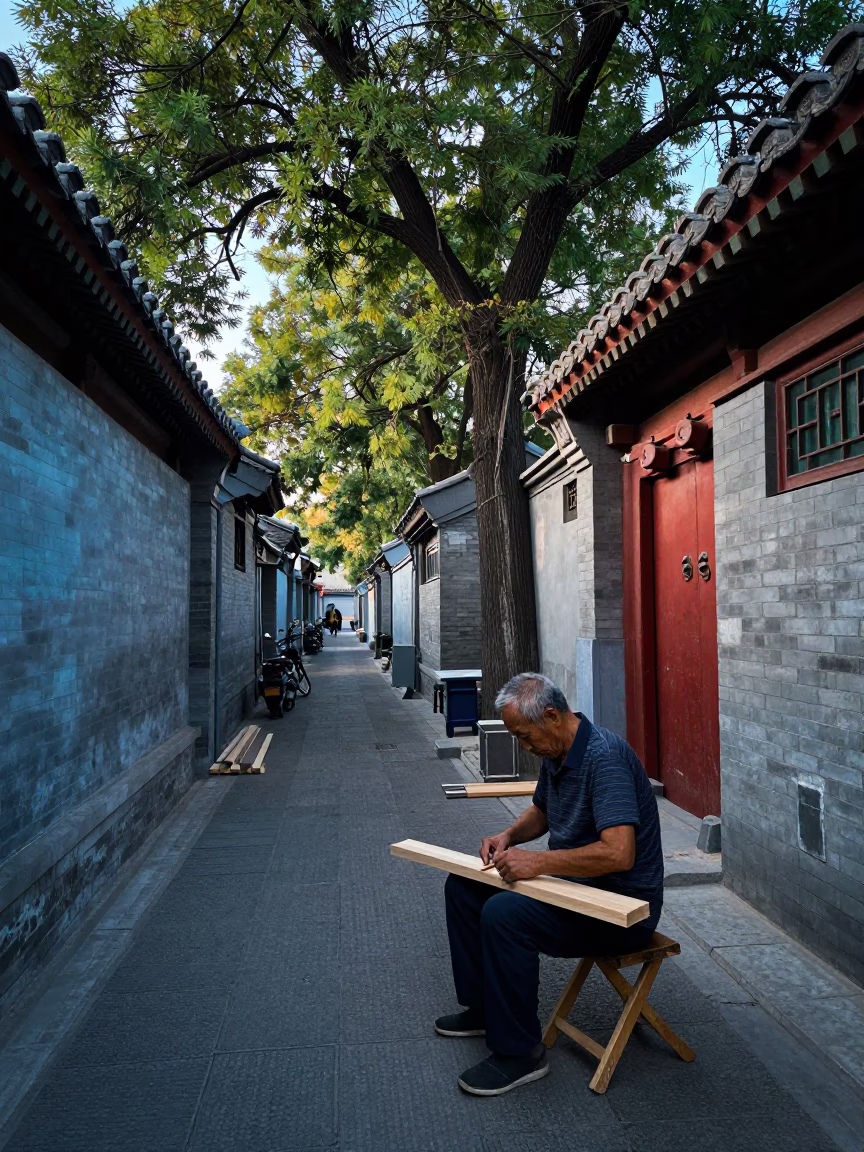 Planing Wood in Beijing in in Beijing, China