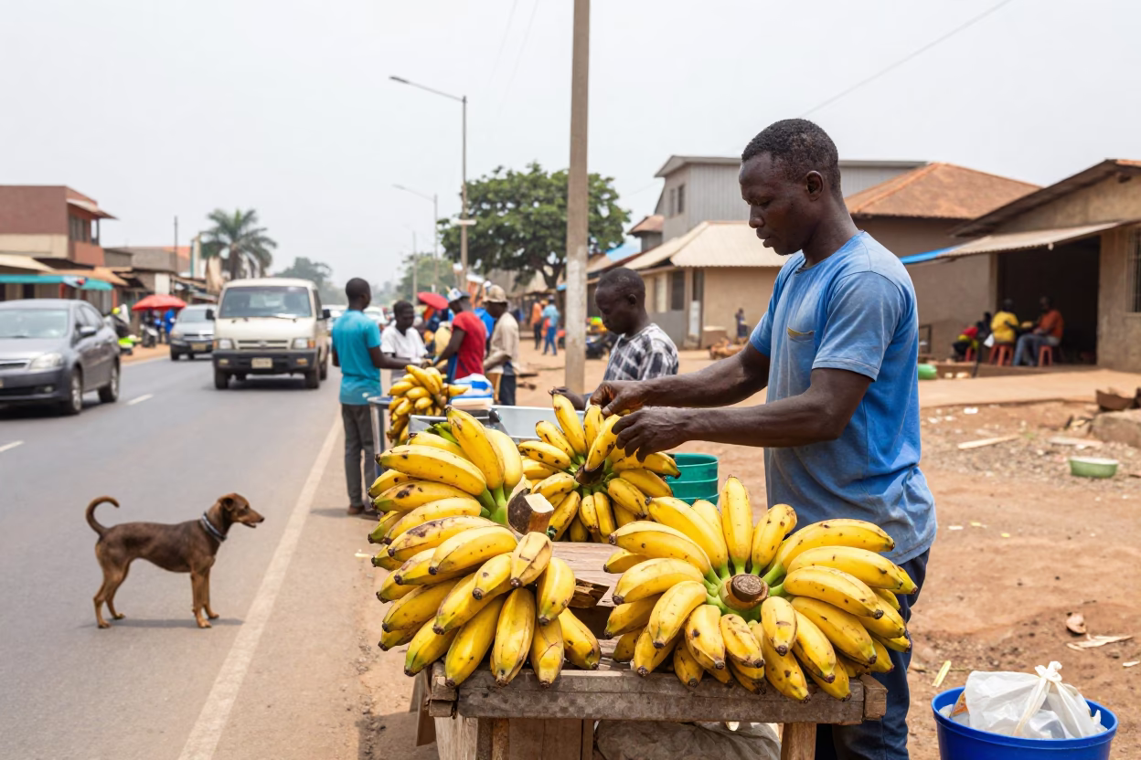 Plantain Stall in Accra in in Accra, Ghana