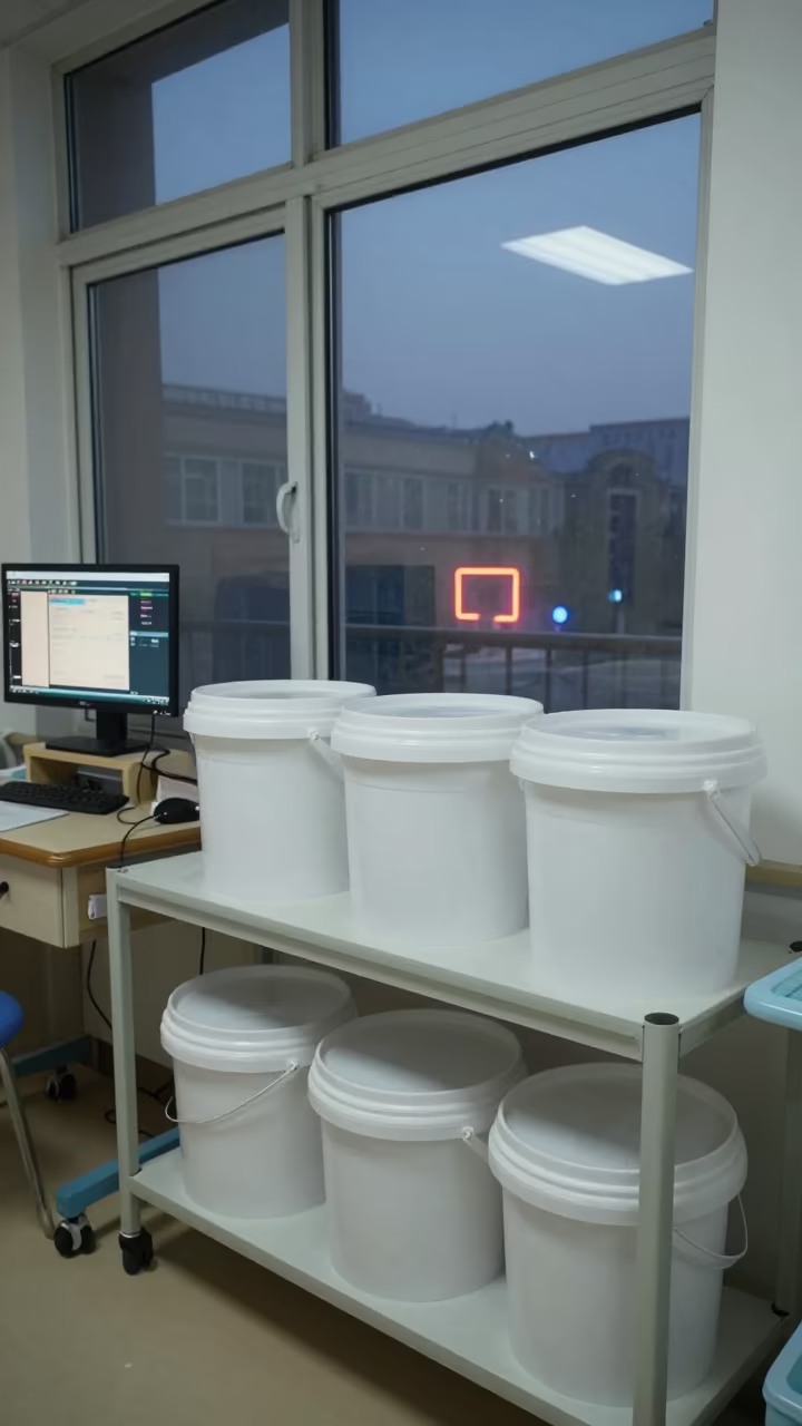 Plaster Bucket Shelf Nurse Station Qingdao in at a nurse station under monitor glow in Qingdao