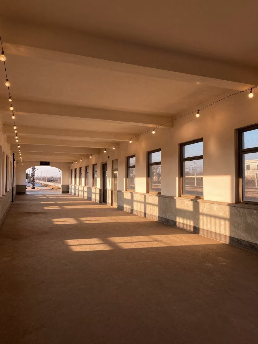 Plaster and Lantern Light in Rason Terminal in inside a restored train terminal near Rason