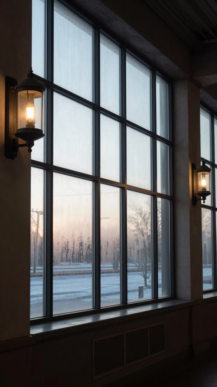 Plaster Study Lantern Light Terminal Saskatoon in inside a restored train terminal in Saskatoon