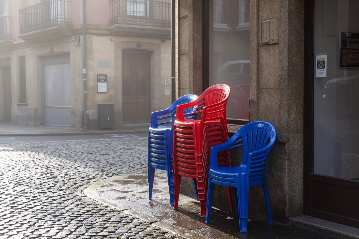 Plastic Chairs in Bilbao in in Bilbao, Spain