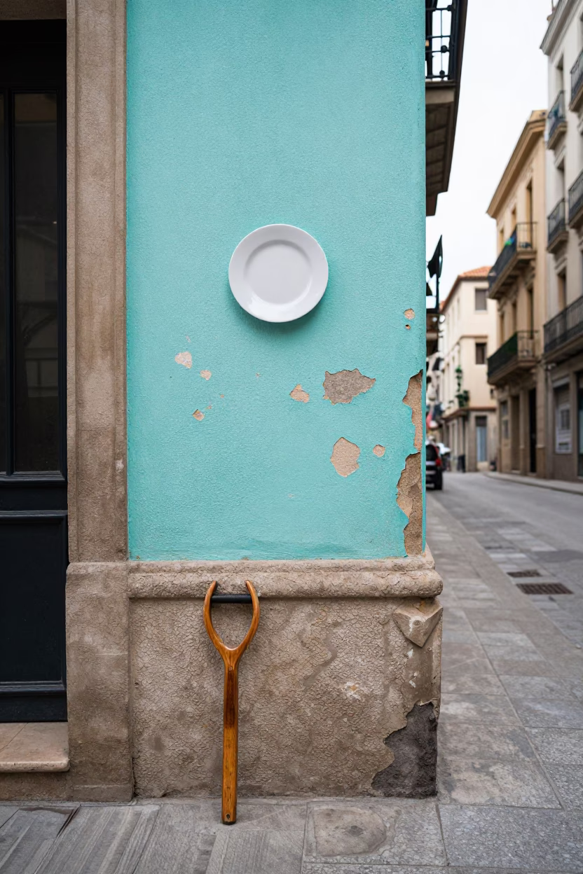 Plate at Midday Light in in Barcelona, Spain