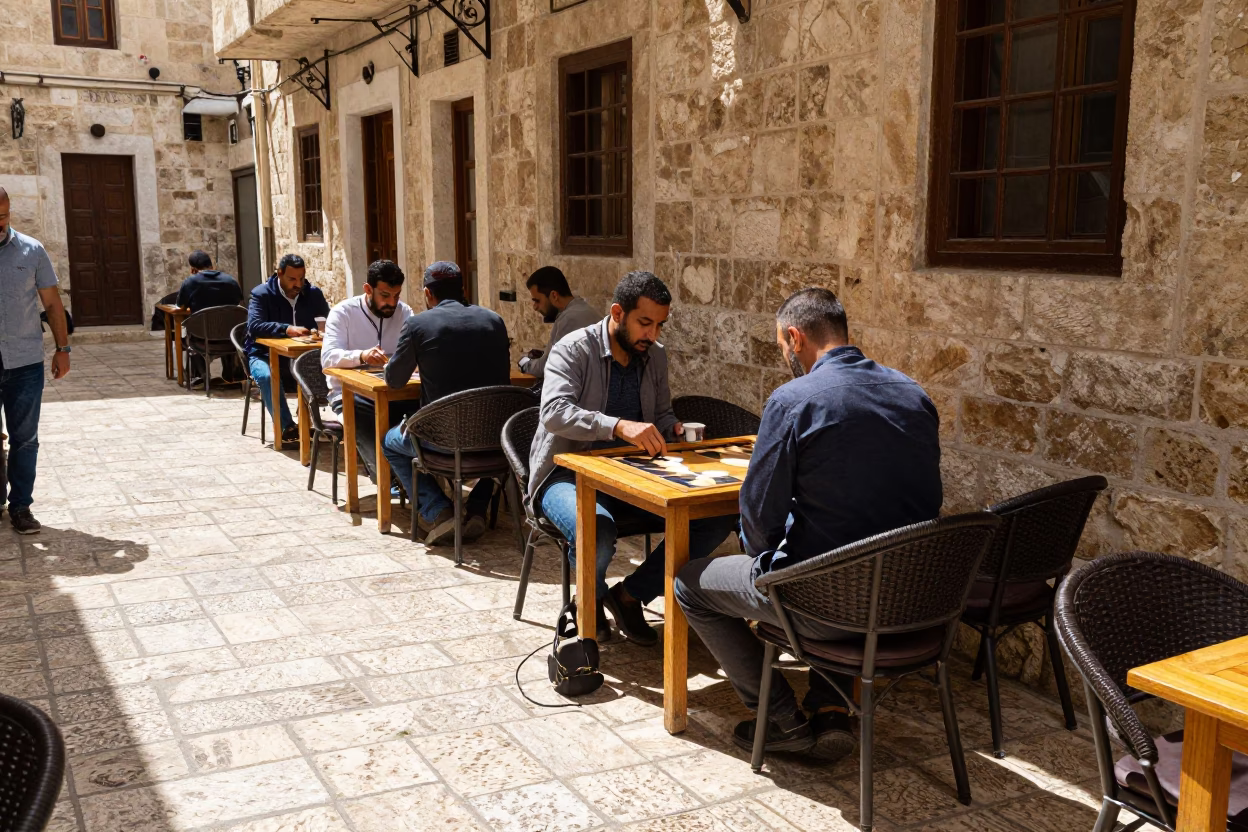 Playing Backgammon in Amman in in Amman, Jordan