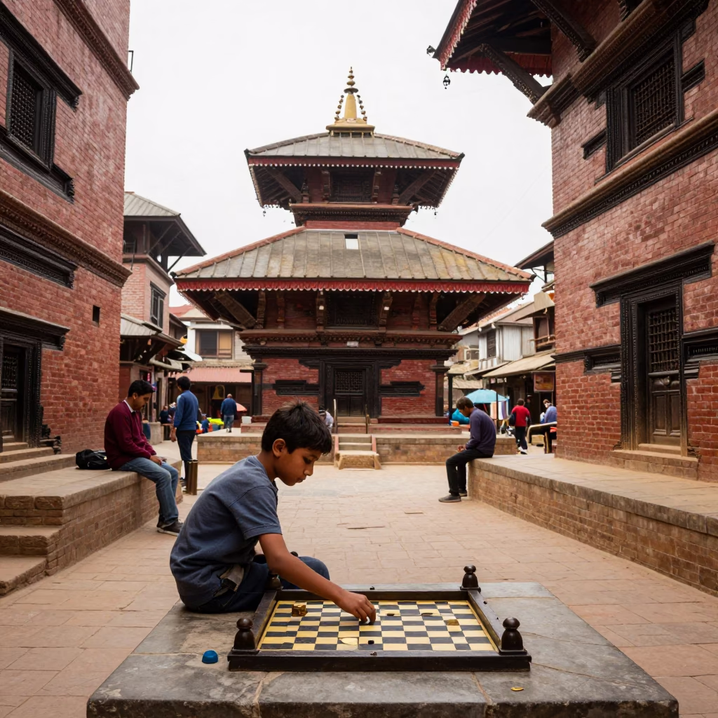 Playing Backgammon in Kathmandu in in Kathmandu, Nepal