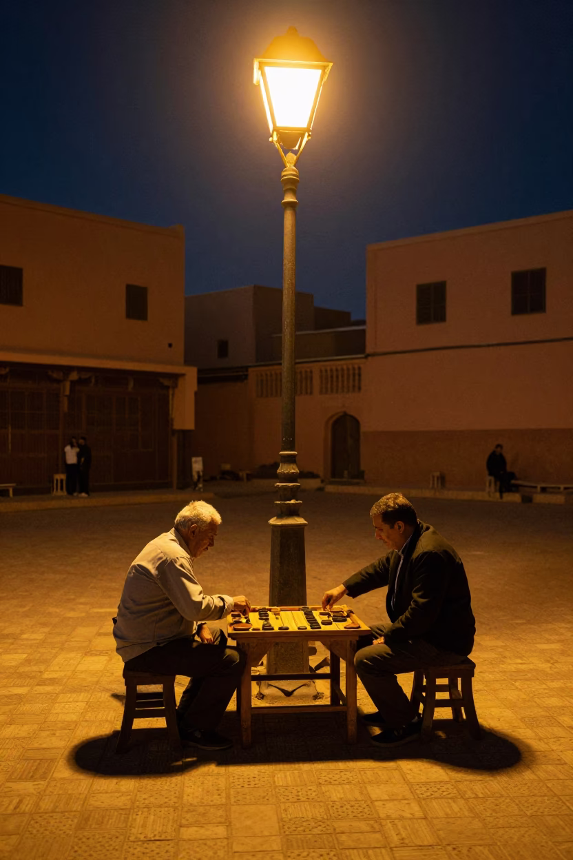 Playing Backgammon in Marrakech in in Marrakech, Morocco