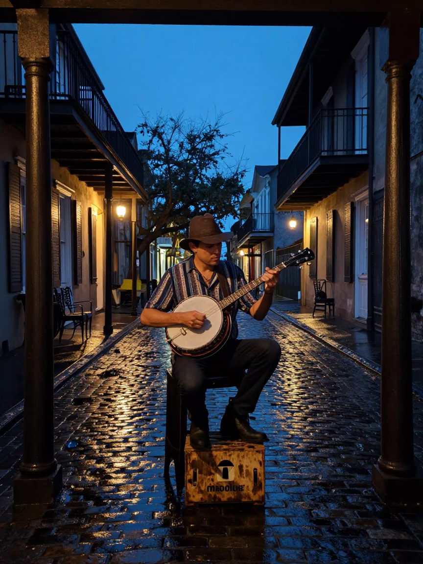 Playing Banjo in Charleston in in Charleston, South Carolina, United States