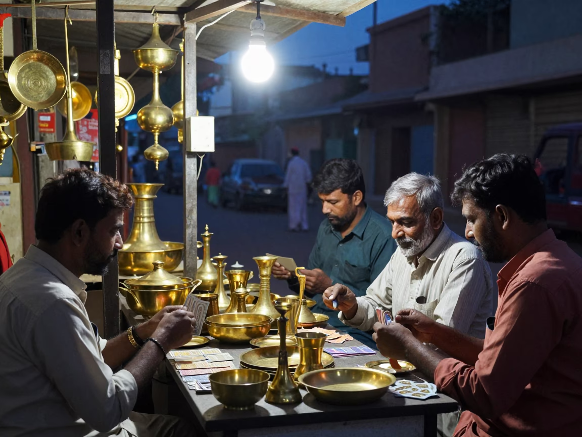 Playing Cards after dark in Jaipur in in Jaipur, India