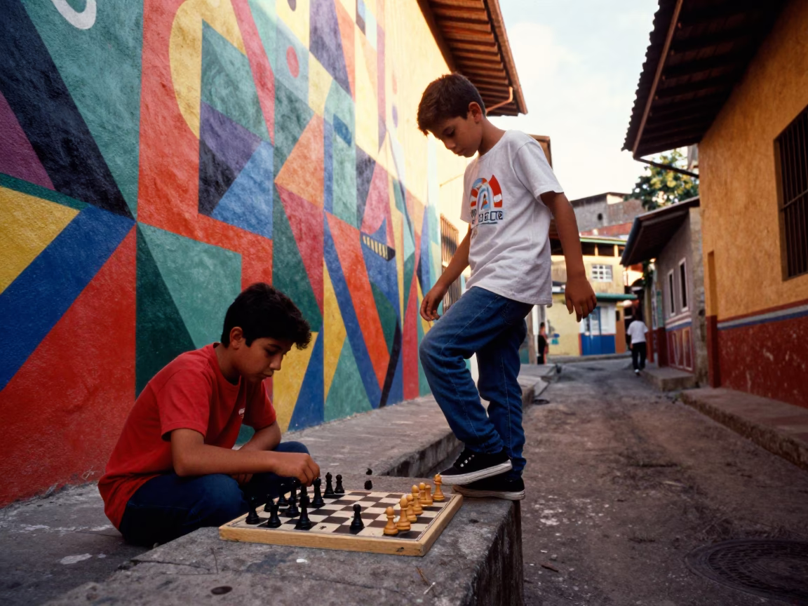 Playing Chess in Medellin in in Medellin, Colombia