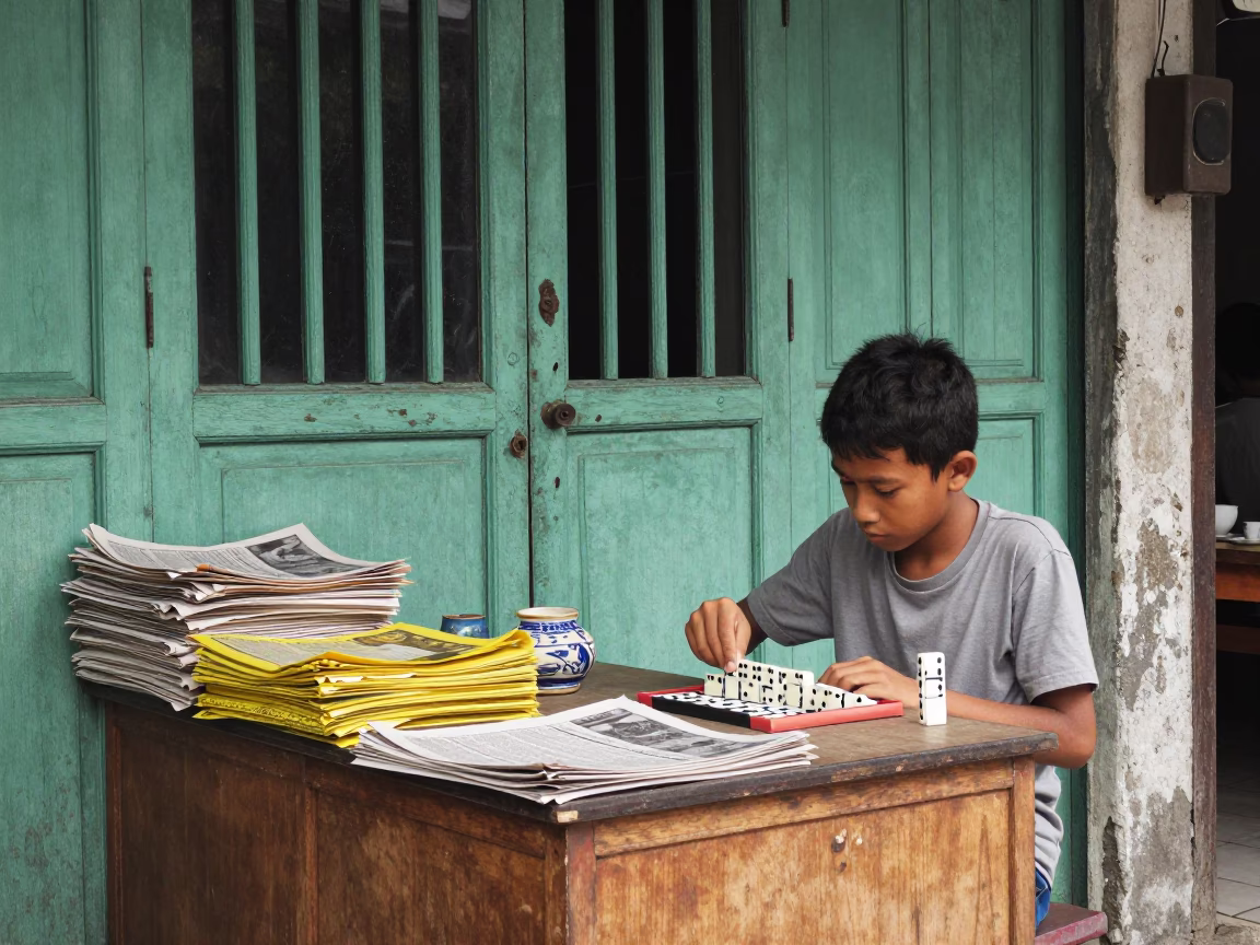Playing Dominoes in Surabaya in in Surabaya, Indonesia