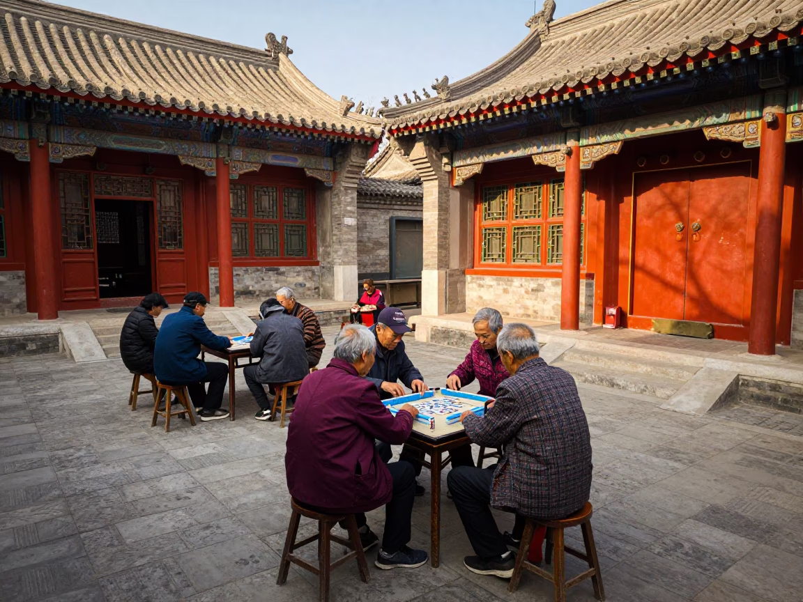 Playing Mahjong in Beijing in in Beijing, China