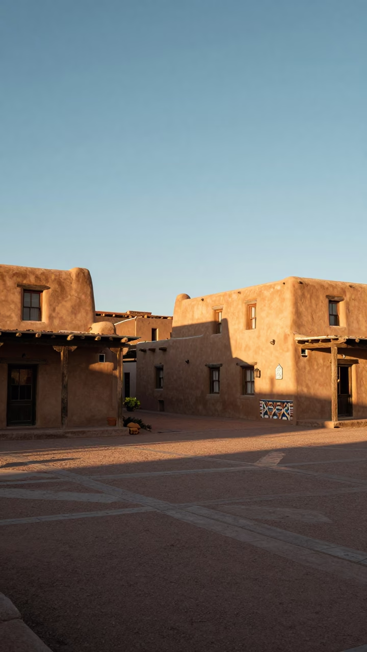 Plaza Scene at The Late Afternoon Light in Santa Fe in in Santa Fe, New Mexico, United States
