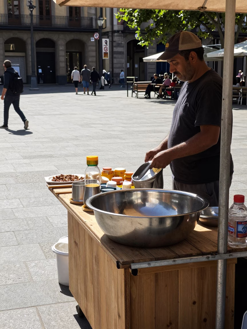 Plaza Scene in Bilbao at Midday Light in in Bilbao, Spain