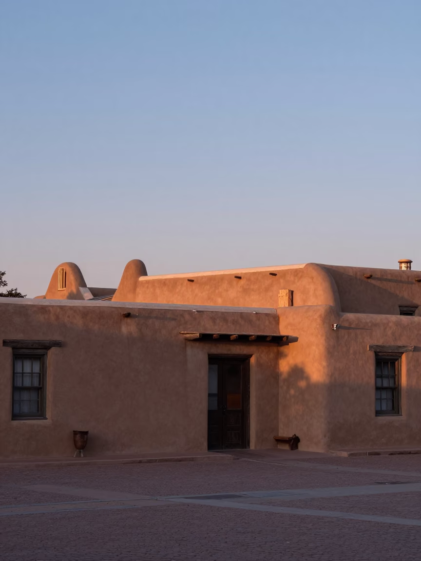 Plaza Scene in Santa Fe at First Light Of Dawn in in Santa Fe, New Mexico, United States