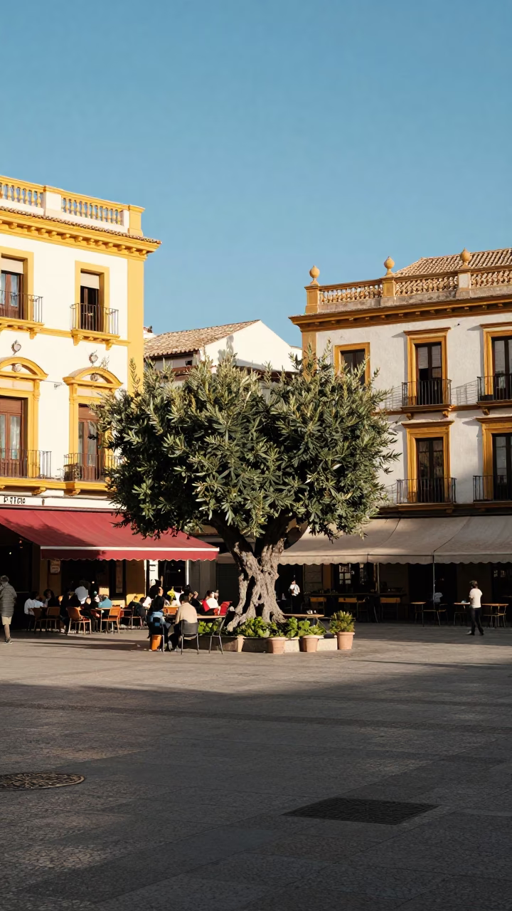 Plaza Scene in Valencia at The Early Afternoon Light in in Valencia, Spain