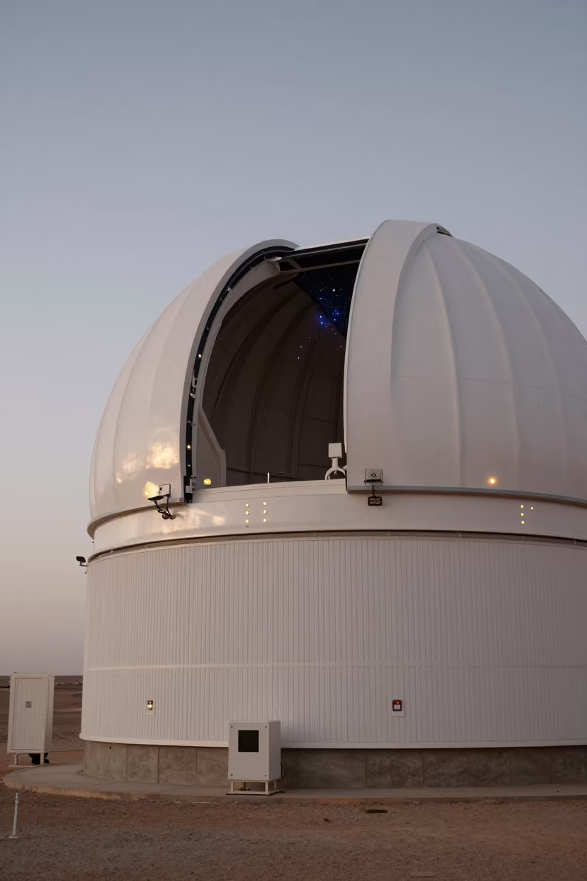 Pleiades Over Cairo Observatory Dome Detail in beside a tidal survey transect near Cairo
