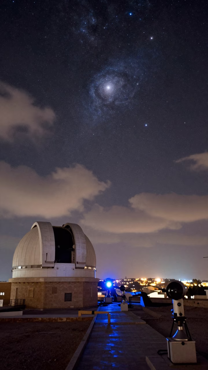 Pleiades Over Cairo Observatory at Dusk in beside a tidal survey transect in Muizz Street, Cairo